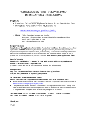 Catawba County Dog Park Permit Application