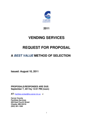 VENDING SERVICES REQUEST FOR PROPOSAL