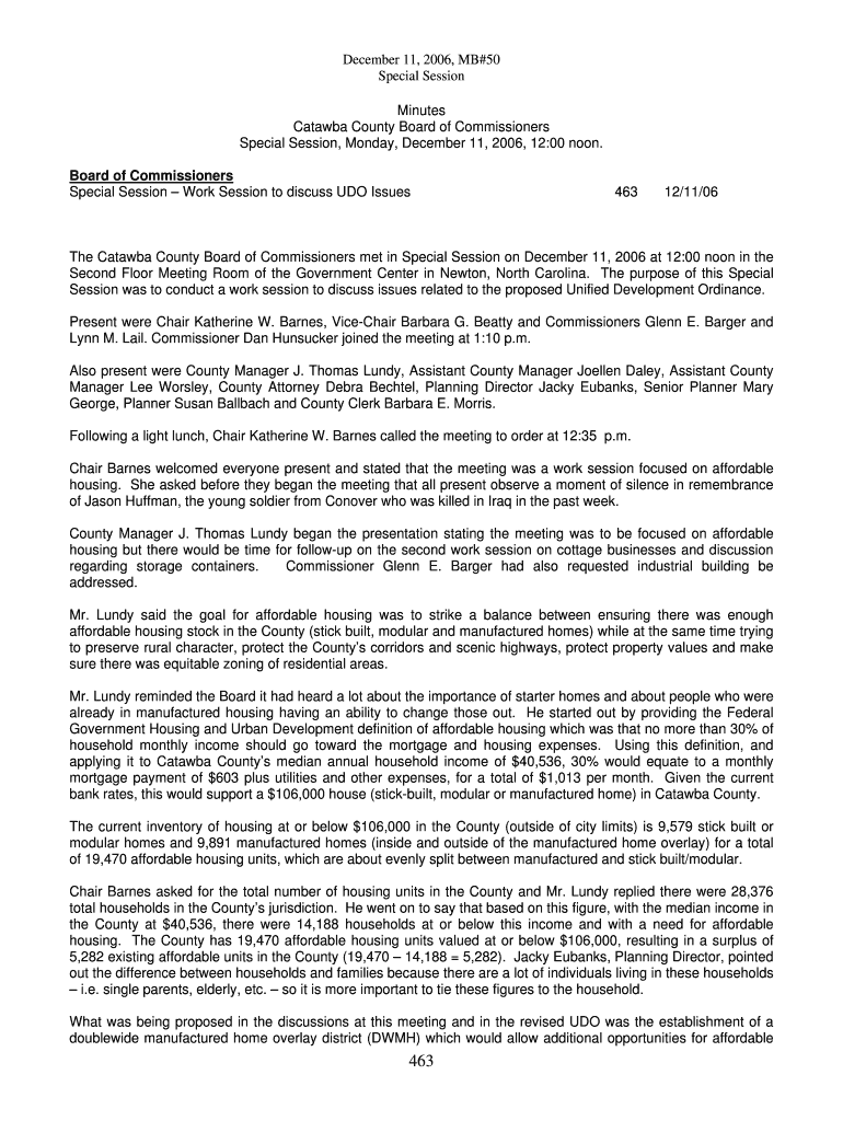 December 11, 2006, MB#50 Special Session - Catawba County - catawbacountync Preview on Page 1