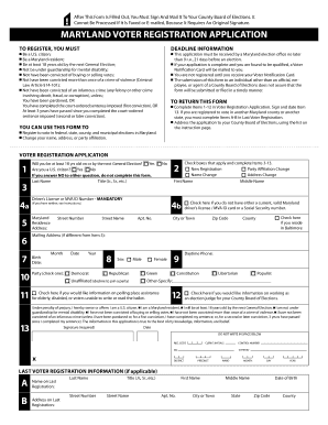 Maryland Voter Registration Application