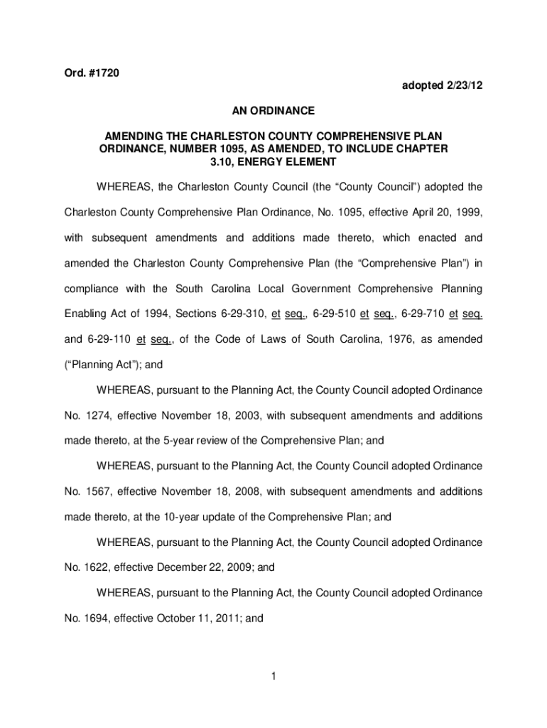 1 Ord #1720 adopted 2 23 12 AN ORDINANCE AMENDING THE Preview on Page 1