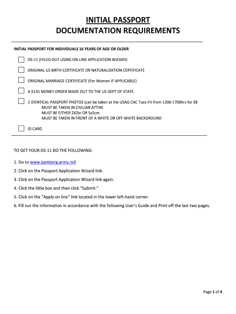 Initial passport documentation requirements - USAG Bamberg Preview on Page 1
