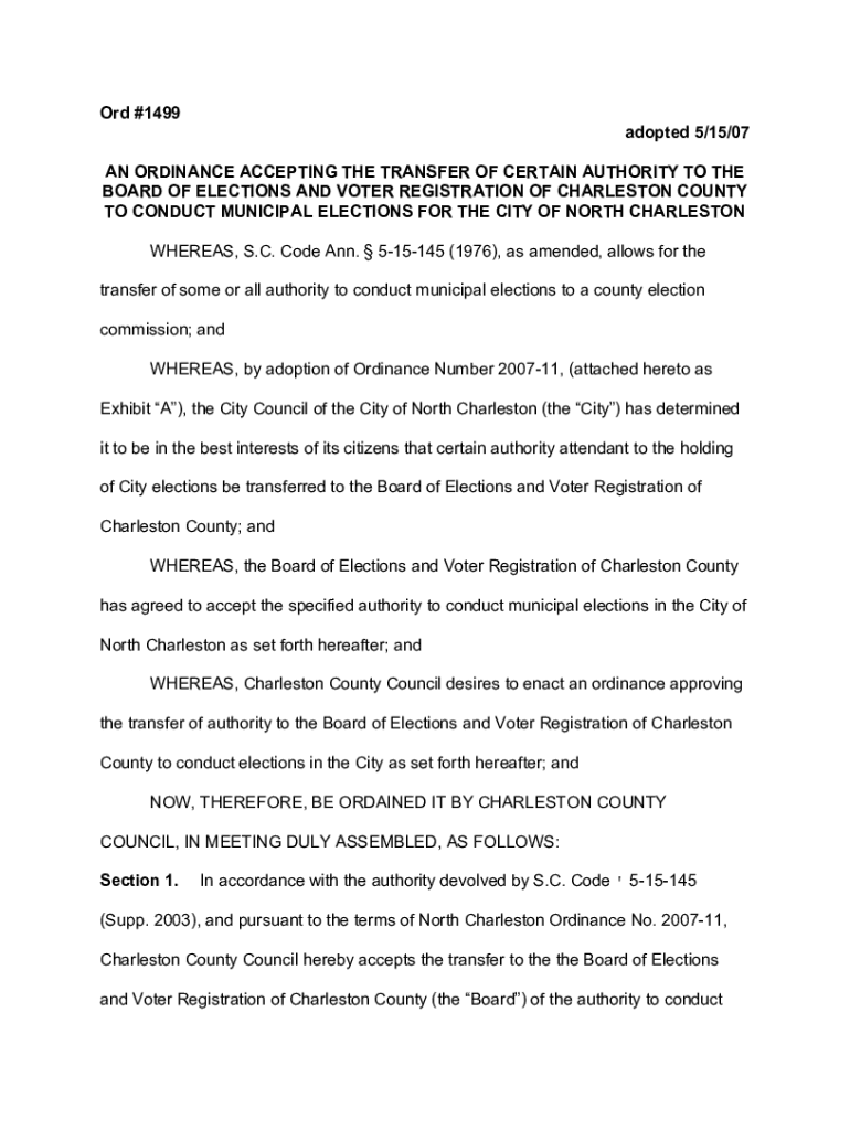 Ord #1499 adopted 5 15 07 AN ORDINANCE ACCEPTING THE Preview on Page 1