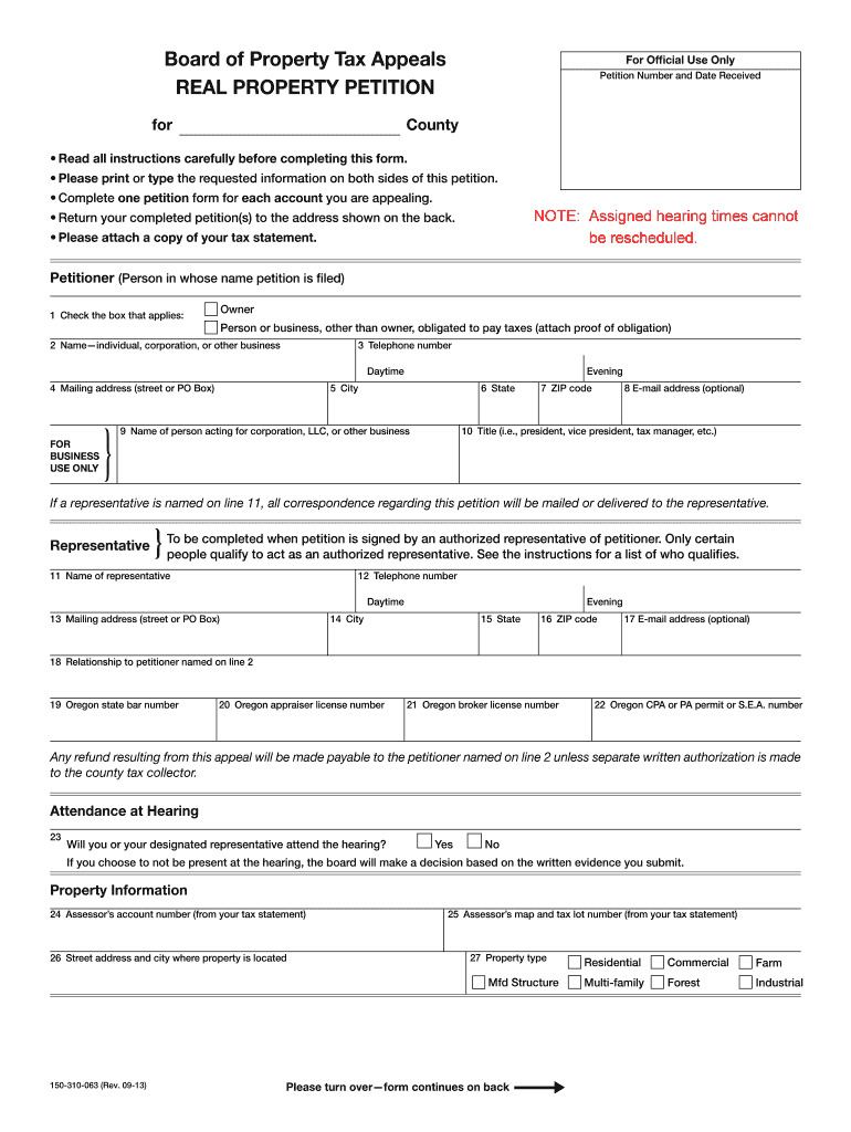 BOPTA 2007-08 Real Property Petition - Clackamas County Preview on Page 1