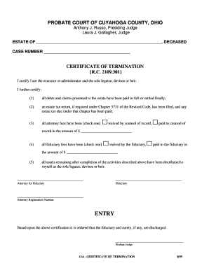Ohio Certificate of Termination