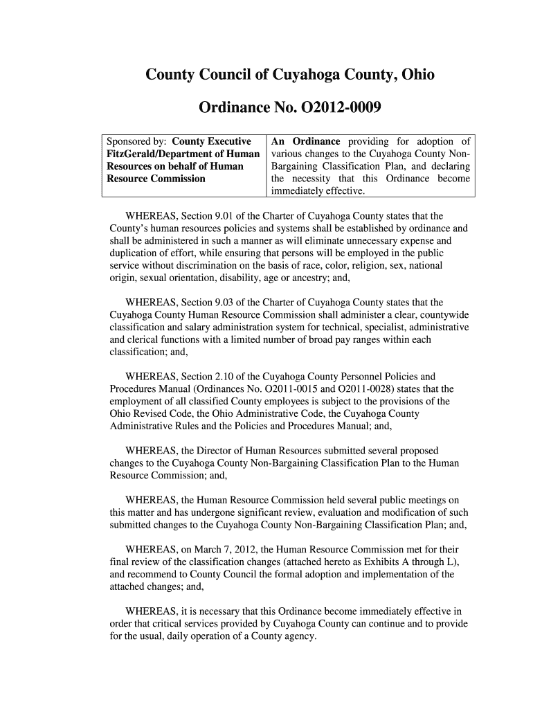 County Council of Cuyahoga County, Ohio Ordinance No Preview on Page 1