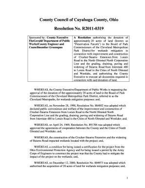 County Council of Cuyahoga County, Ohio Resolution No R2011