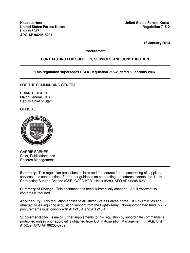 Headquarters United States Forces Korea United States Forces - 8tharmy korea army Preview on Page 1