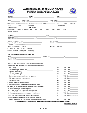 STUDENT IN-PROCESSING FORM NORTHERN WARFARE ... - wainwright army