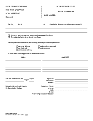South Carolina Proof of Delivery Form