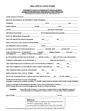 PRE-APPLICATION FORM - Gwinnett County, GA