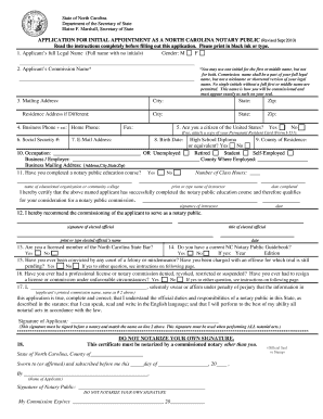 North Carolina Notary Public Application