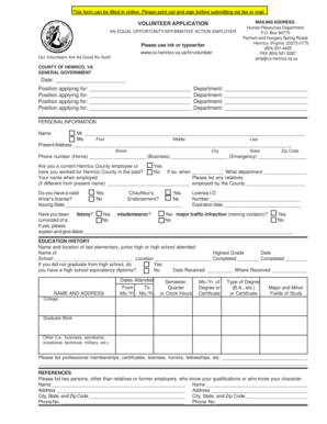 Volunteer Application Form