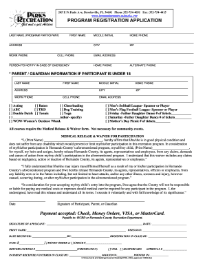 Hernando County Program Registration Application