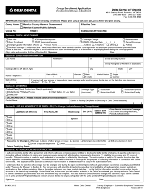 Delta Dental Group Enrollment Application