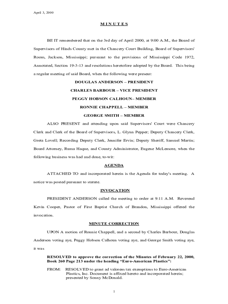 M I N U T E S BE IT remembered that on the 3rd day - Hinds County Preview on Page 1