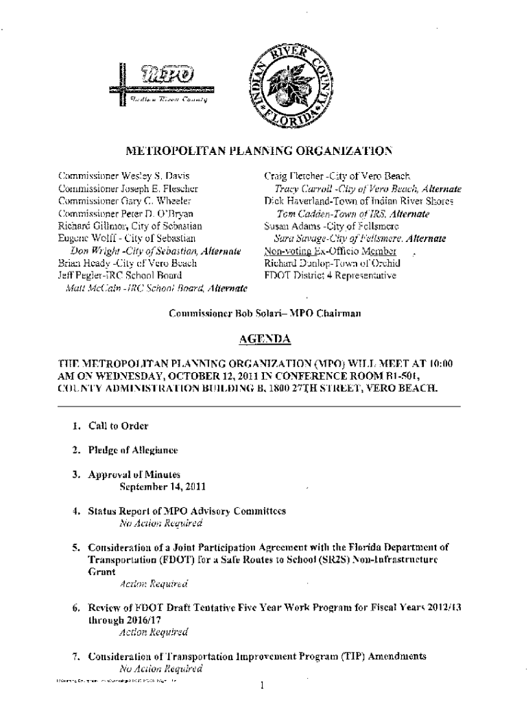 METROPOLITAN PLANNING ORGANIZATION AGENDA Preview on Page 1