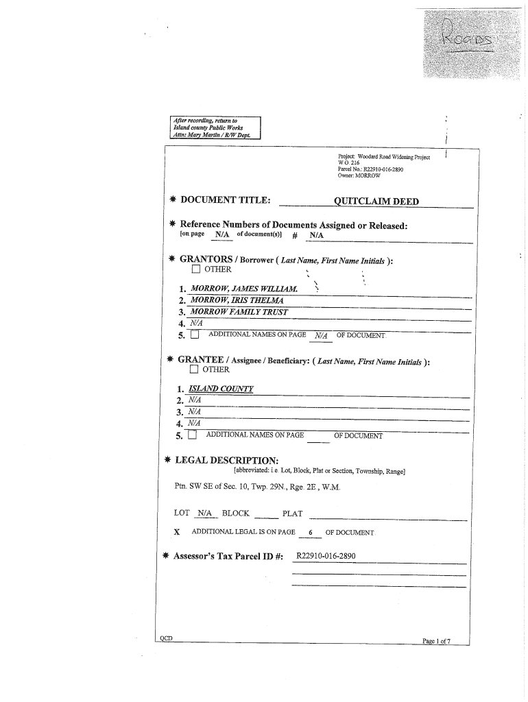 Quit Claim Deed - Island County Government Preview on Page 1