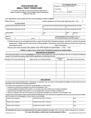 Oregon Small Tract Forestland Application