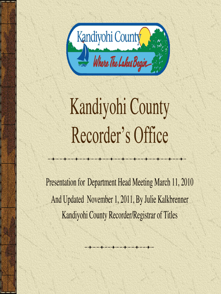 Kandiyohi County Recorder Registrar of Titles Preview on Page 1