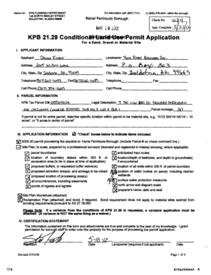 Permit Application For a Sand, Gravel or Material Site