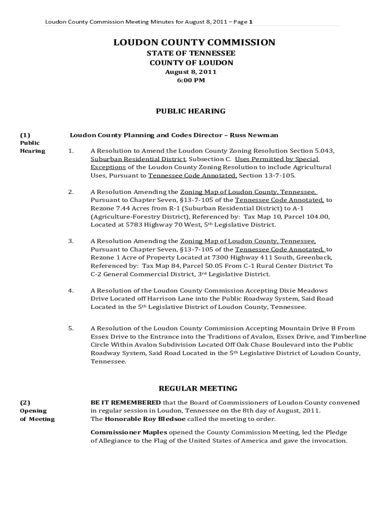 A Resolution to Amend the Loudon County Zoning Resolution Section 5 Preview on Page 1