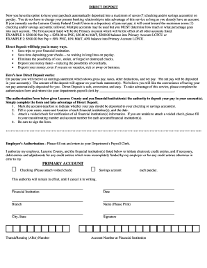 Luzerne County Direct Deposit Authorization Form