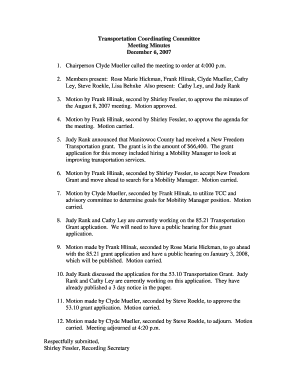 Transportation Coordinating Committee. Public Safety meeting notice format (short form)