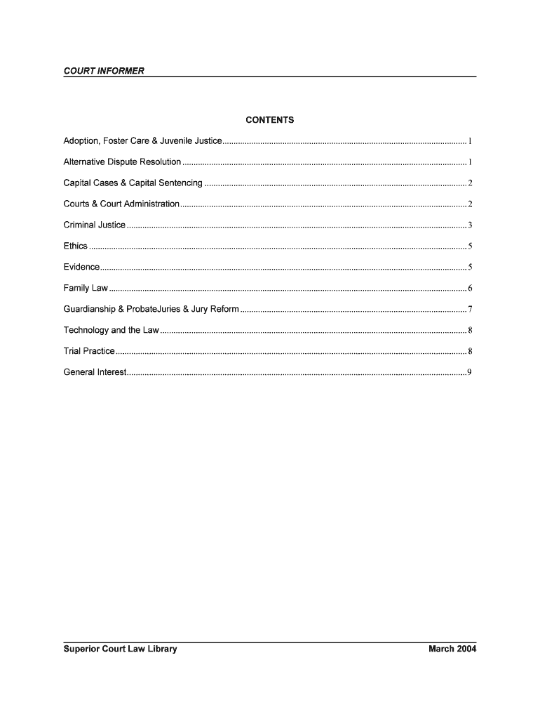 Court Informer - March 2004 - Superior Court Preview on Page 1