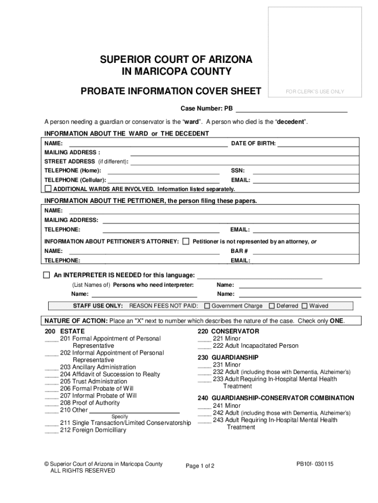 Arizona Probate Forms Fill Online Printable Fillable Blank PdfFiller