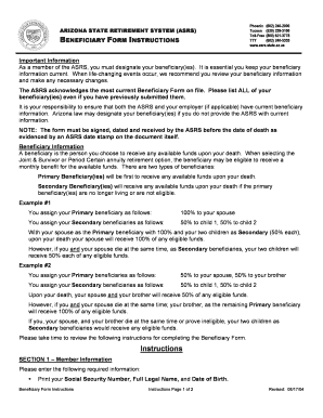 Arizona State Retirement System Beneficiary Form