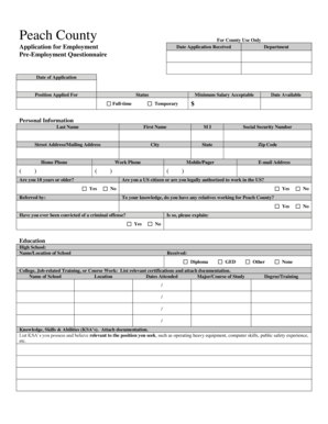 Peach County Employment Application