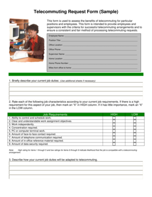 Telecommuting Request Form