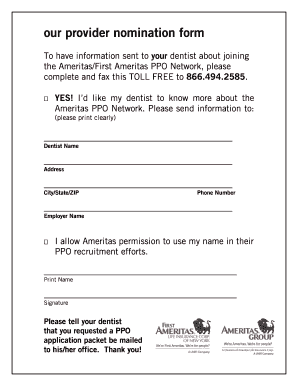 Provider Nomination Form