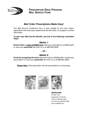 WellDyneRx Mail Service Enrollment Form