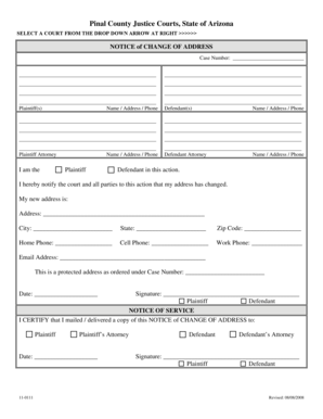 Arizona Notice of Change of Address