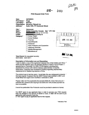 FOIA Request Order Form