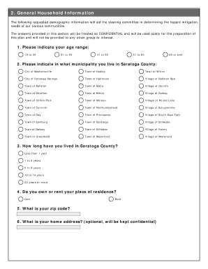 Saratoga County Citizen Preparedness Questionnaire