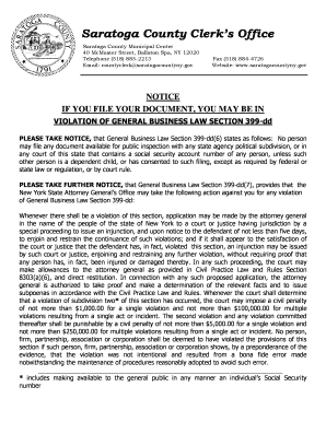 Saratoga County SSN Filing Notice