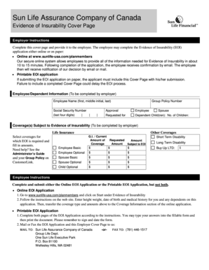 Sun Life Evidence of Insurability Form