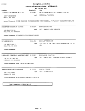 Nebraska Property Tax Exemption Application