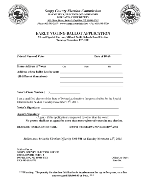 Nebraska Early Voting Ballot Application