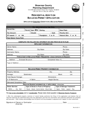 Shawnee County Residential Addition Building Permit Application