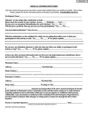 Medical Information Form