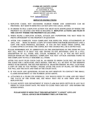 Complaint for Replevin - St. Johns County Clerk of Courts