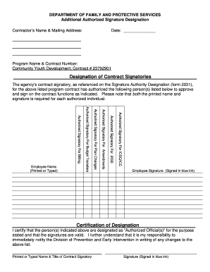 Texas Authorized Signature Designation Form