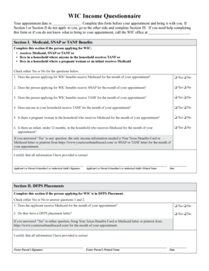 WIC Income Questionnaire
