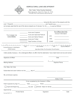 Agricultural Land Use Affidavit