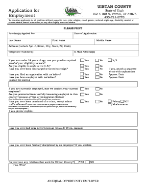 Uintah County Employment Application