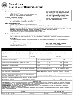 Utah Mail-in Voter Registration Form